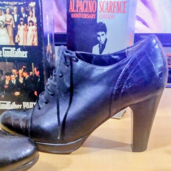 Rialto Black Bootie Shoe Laced Boot Faux leather womens size 7.5 M - Picture 4 of 12